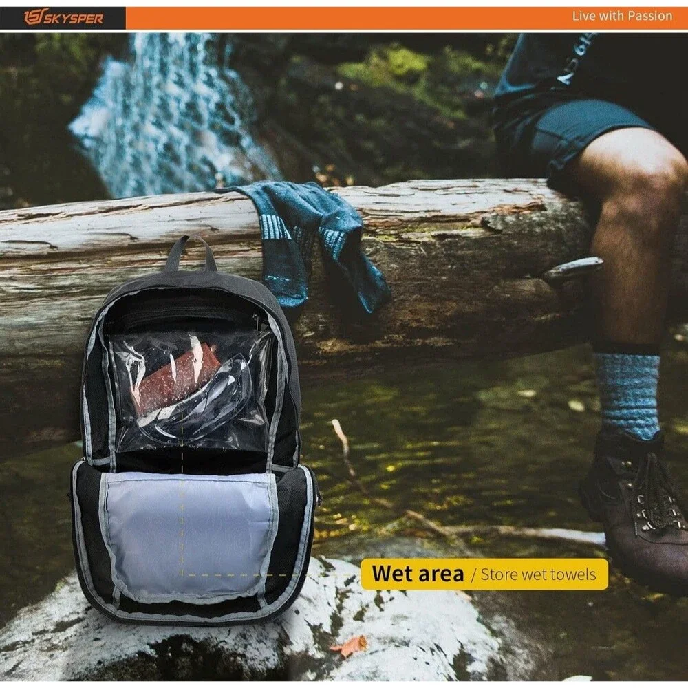 SKYSPER Lightweight Packable Backpack - 30L Hiking Daypack with Wet Pocket Fo...